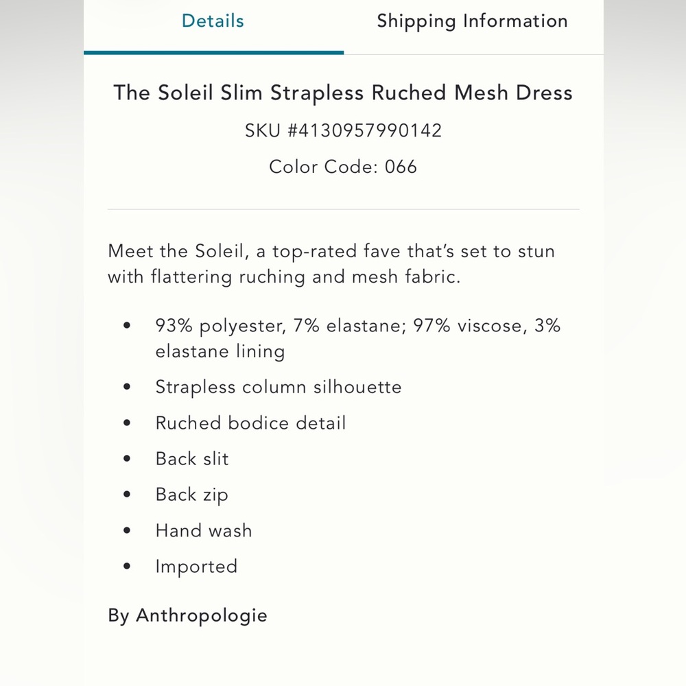 Anthropologie The Soleil Slim Strapless Ruched Mesh Dress XL Lined NWT - Picture 15 of 15
